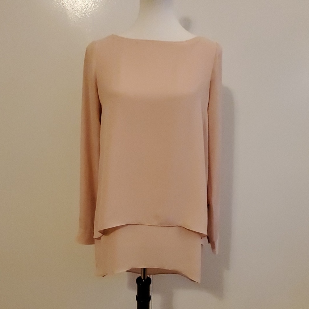 White House Black Market Pink Flyaway Blouse
